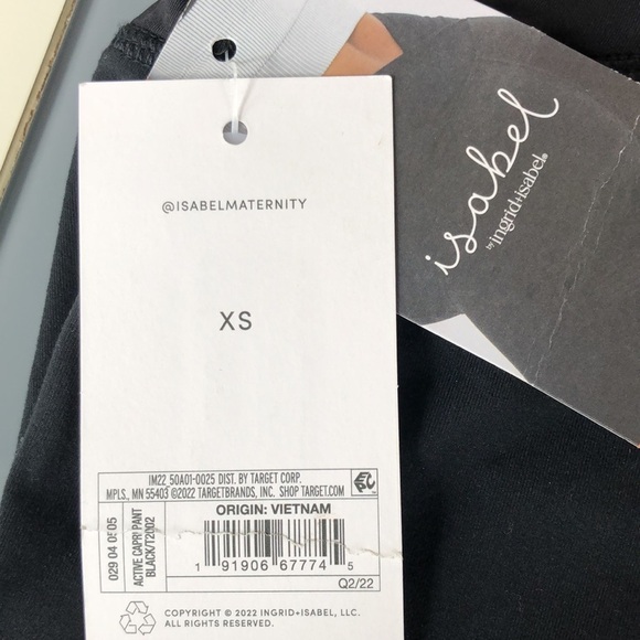 2/$30 NWT Isabel Leggings Size XS Black Crossover Panel Active Capri Maternity - Picture 4 of 10